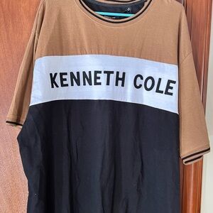 Kenneth Cole Tan and Black Color Block Tee